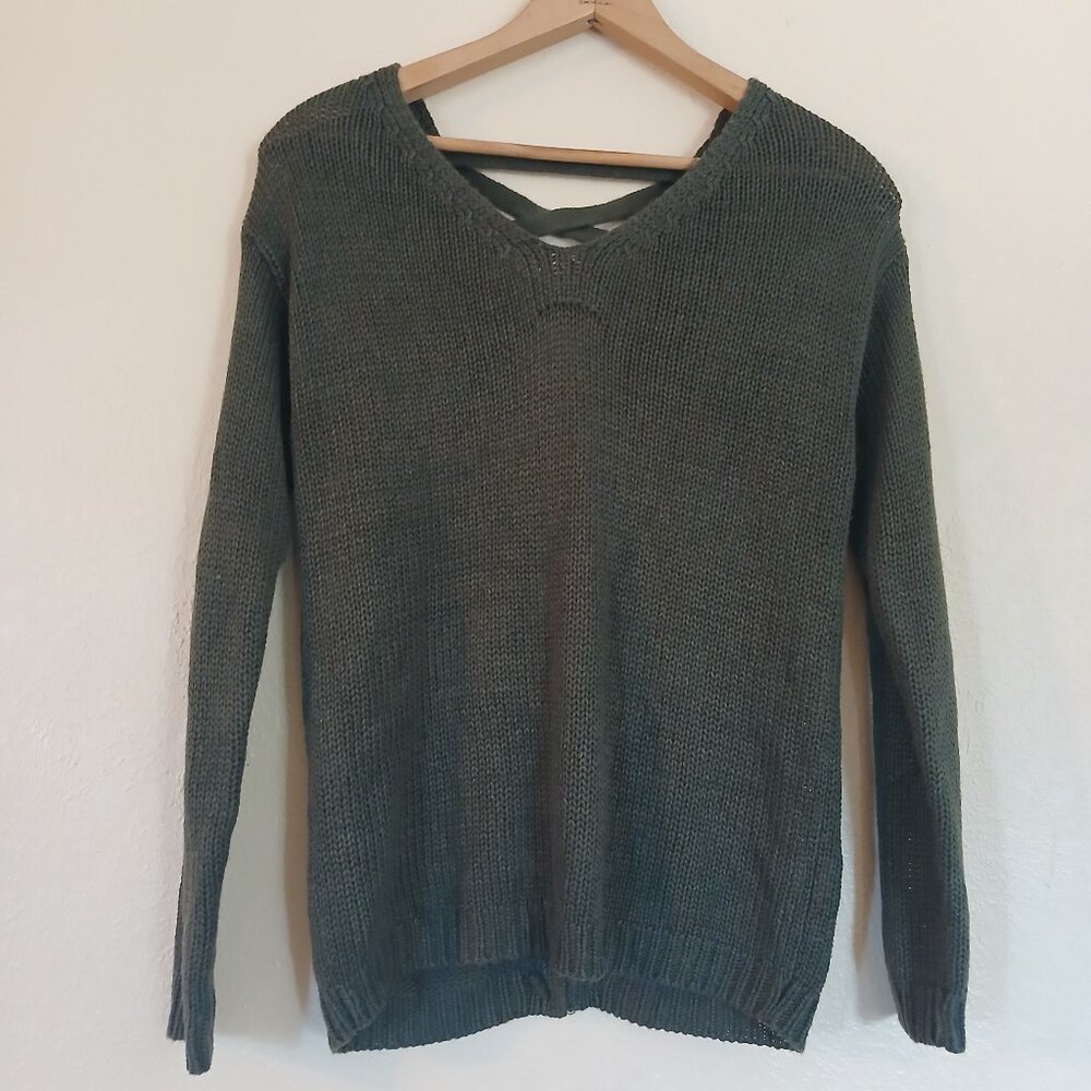 RDI Dark Green Braided Knit Cozy Sweater Women's Small